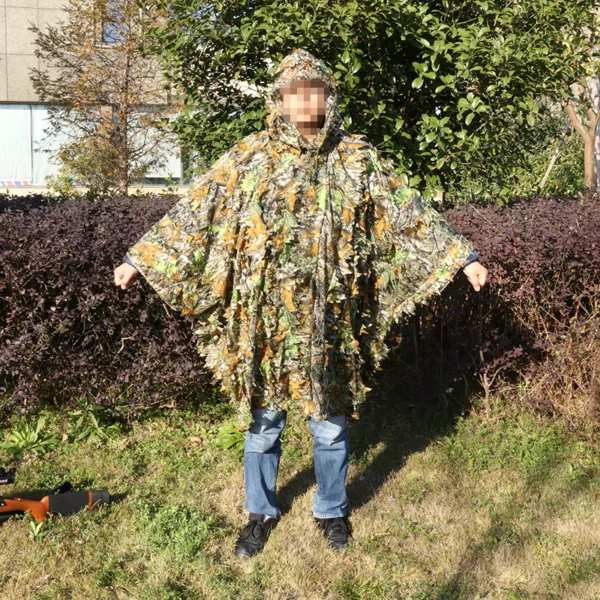 3D Leaves Camouflage Ghillie Poncho Camo Cape Cloak Stealth Ghillie Suit Military CS Woodland Hunting Poncho Clothing - Image 2