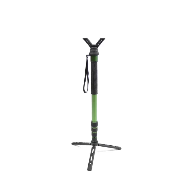 Aluminum Shooting Hunting Monopod Adjustable Green Shooting Stick Professional Gun Rest with V Yoke Holder for Hunting Outdoors