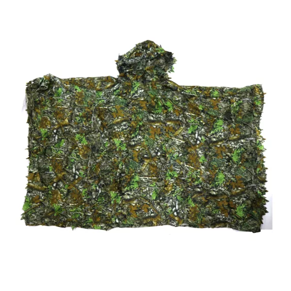 3D Leaves Camouflage Ghillie Poncho Camo Cape Cloak Stealth Ghillie Suit Military CS Woodland Hunting Poncho Clothing