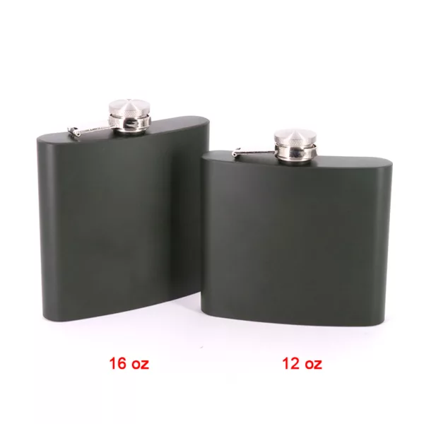 Outdoor Hip Flask Olive Green 12 oz Stainless Steel Pocket Hip Flask Metal Whisky Stainless Steel Hip Flask - Image 6