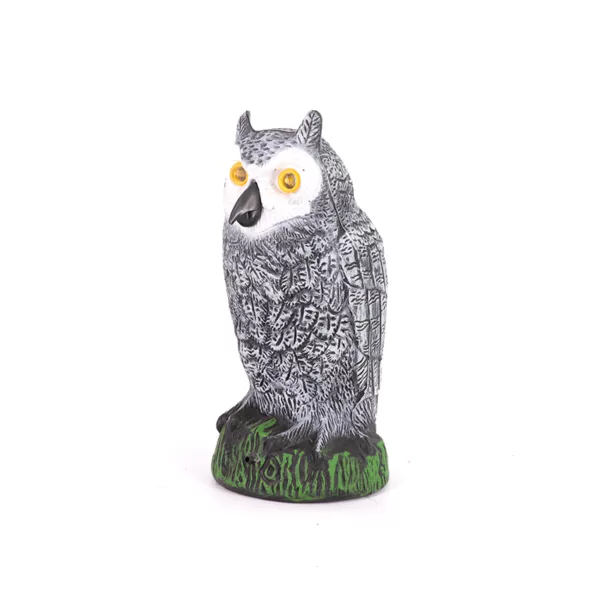 Battery Powered Owl Decoy to Scare Birds Away Owl Statues with Flashing Eyes and Scary Sound - Image 2