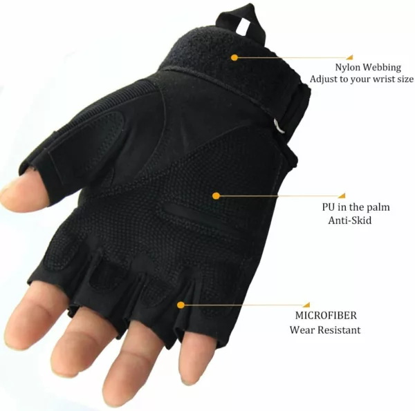 Half-Finger Hard Knuckles Gloves Hunting Paintball Outdoor Sport Gloves - Image 3