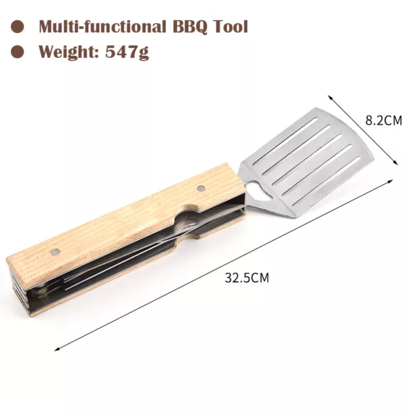 Multi BBQ Tool Set Stainless Steel Folding Multi-functional Use Set for Grilling, Camping - Image 2