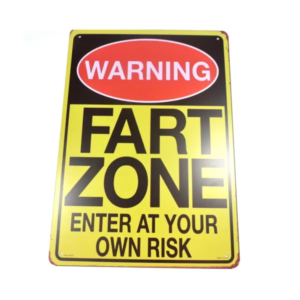 WARNING FART ZONE ENTER AT YOUR OWN RISK Vintage Style Funny Rustic metal Tin Sign  Home Wall Decor Tinplate Wall Decoration