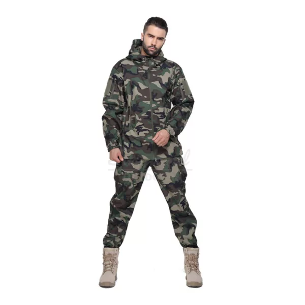 Woodland Outdoor Tactical Hunting Clothing Clothes Waterproof Windproof Fleece Lined Softshell Shark Skin Jacket - Image 5