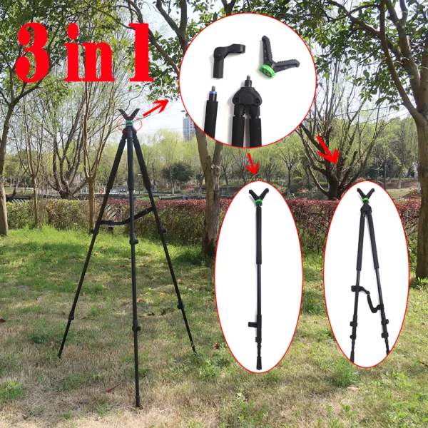 New Arrival Shooting Stick Hunting 3 in 1 Tripods Detachable Adjustable Telescopic Hunting Stick - Image 2