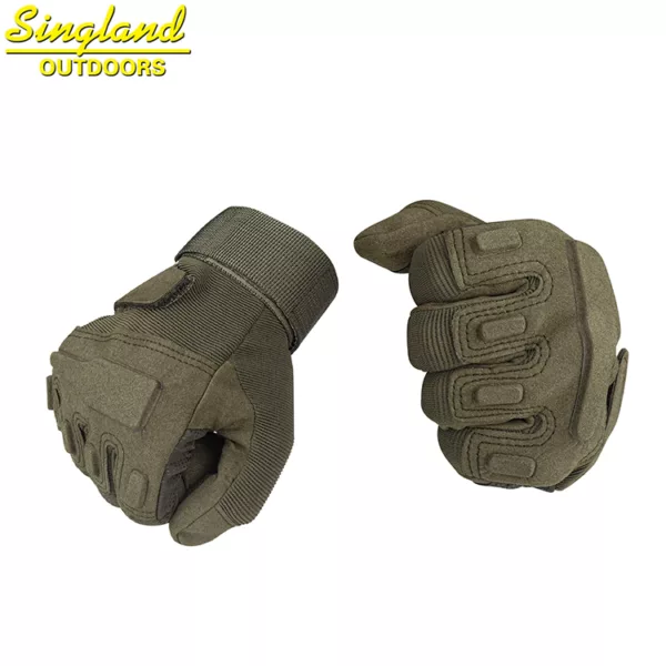 Full Finger Rubber Hard Knuckle Gloves Hunting Airsoft Paintball Combat Gloves Olive Green - Image 4