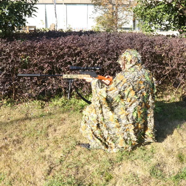 3D Leaves Camouflage Ghillie Poncho Camo Cape Cloak Stealth Ghillie Suit Military CS Woodland Hunting Poncho Clothing - Image 5