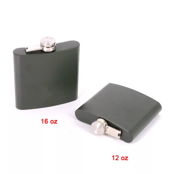 Outdoor Hip Flask Olive Green 12 oz Stainless Steel Pocket Hip Flask Metal Whisky Stainless Steel Hip Flask - Image 5