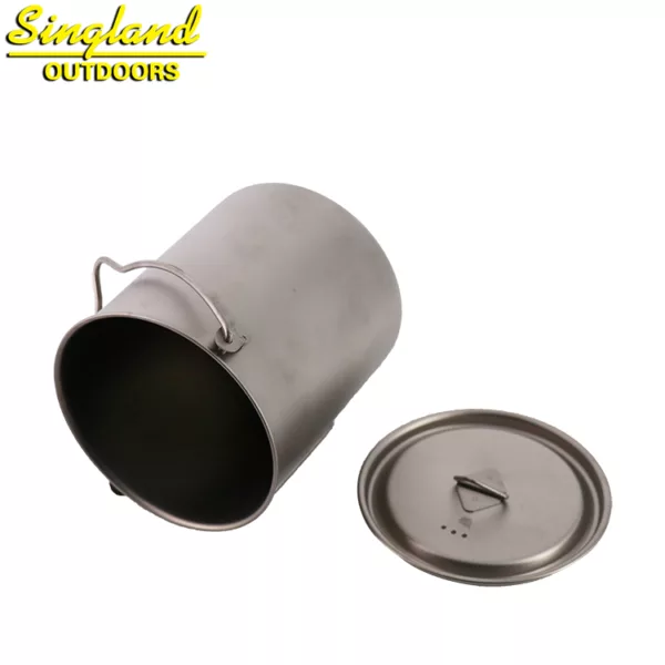 Titanium Single Wall Cup/Pot 750ml Camping Mug with Handle Foldable Handle Titanium Pot with Lid - Image 5