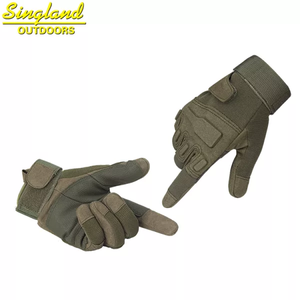 Full Finger Rubber Hard Knuckle Gloves Hunting Airsoft Paintball Combat Gloves Olive Green - Image 3