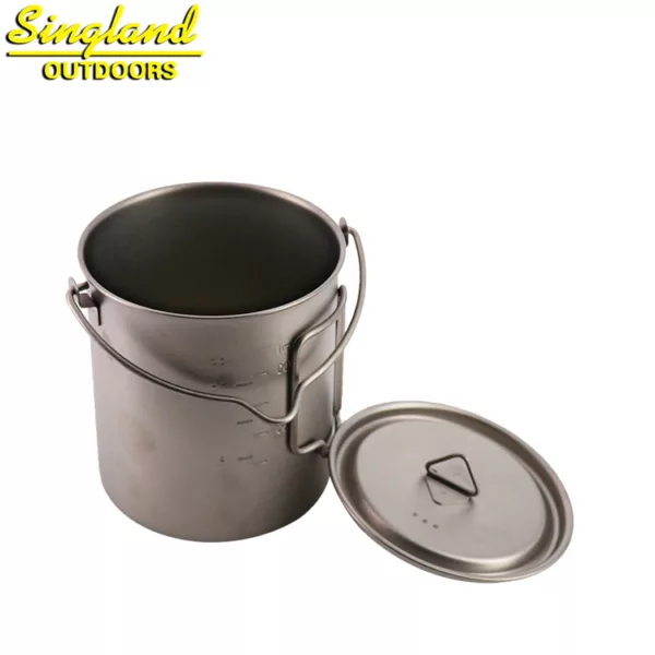 Titanium Single Wall Cup/Pot 750ml Camping Mug with Handle Foldable Handle Titanium Pot with Lid - Image 4