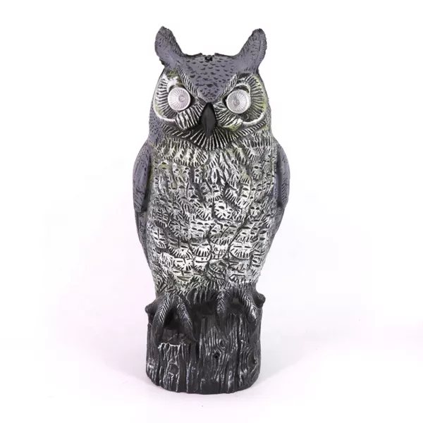 Outdoor Bird Deterrent Garden Protector PE Material Painted Realistic Owl Decoy with Flashing Eyes