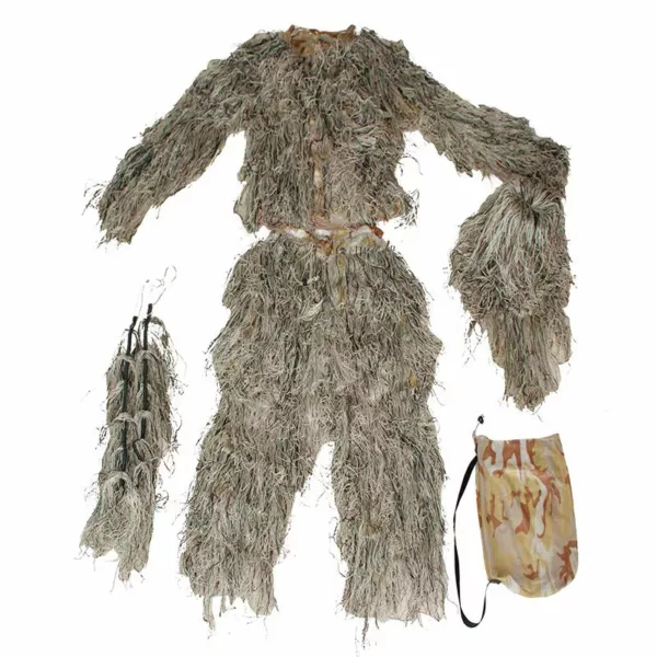 Outdoor Snow Game Hunting and Shooting Accessories 3D 4-Piece Desert Camo Clothing Camo Ghillie Suit - Image 4