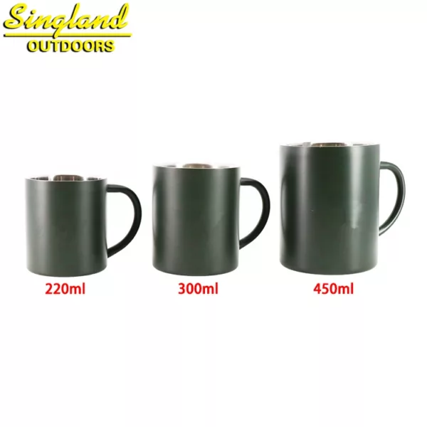 300ml 12oz  Olive Green Camping Mug Cup Stainless Steel Double Wall Insulated Mug - Image 6