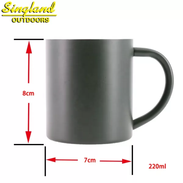 200ml 7oz  Olive Green Camping Mug Cuo Stainless Steel Double Wall Insulated Mug - Image 2