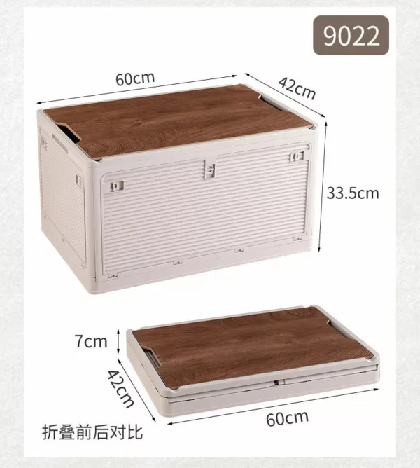 Collapsible Storage Bin With Wood Lids 4-Side Open M L XL Size Container Storage Box Clear Design Plastic Crates for Camping Ho - Image 2