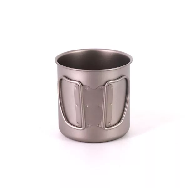 Singland Titanium Cup 400ml Camping Mug Foldable Handle Titanium Pot without Lid Ultralight Water Tea Coffee Mug for Home Travel - Image 3