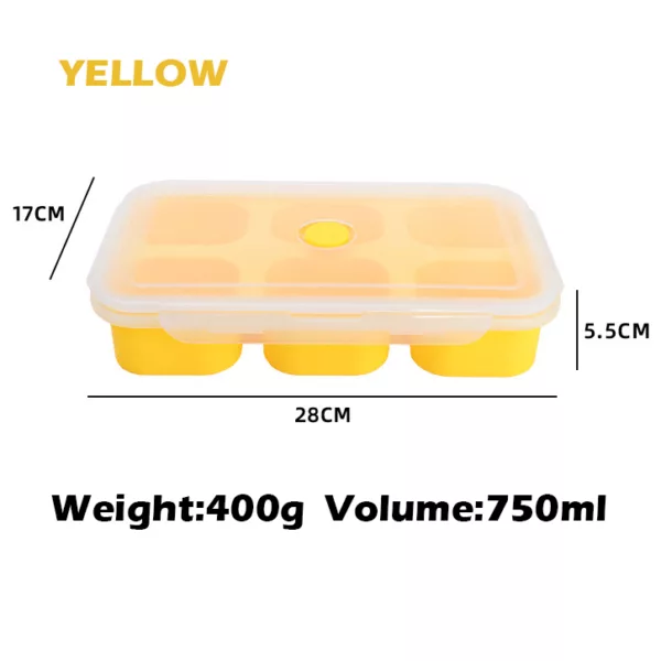 Food Grade Silicone Storage Container 6-Compartment Baby Food Freezer Tray 750ml - Image 5