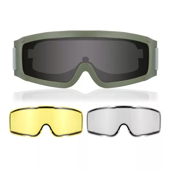 Motorcycle Shooting Full Frame Portable gog gle Glasses with 3 Anti Fog Interchangeable lenses for Cycling Paintball Hunting - Image 3