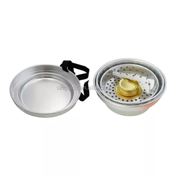 Dinnerware Sit 8 Pcs Alu.Camping Cook Set with Alcohol Burner - Image 3