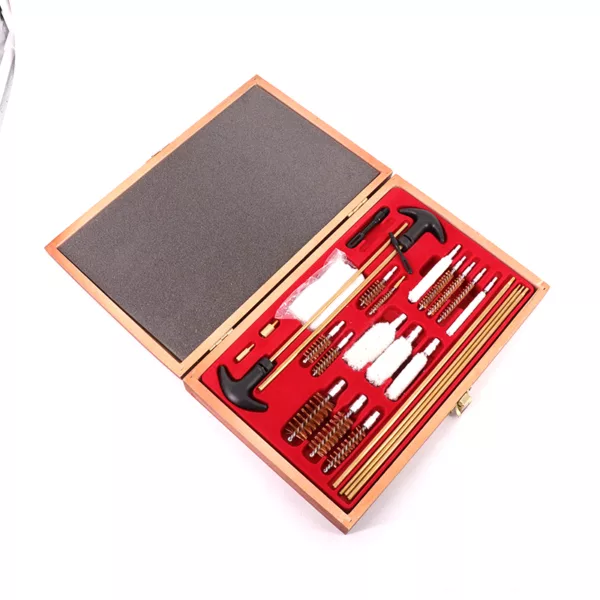 Hunting and Shooting Accessories Universal Cleaning Kit in Wooden Box 26 pcs Cased Cleaning Kit - Image 2