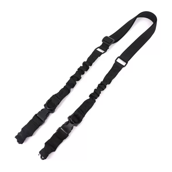 Black Outdoor Adjustable Shooting Sling Shoulder Strap Rotating Double Point Bungee Sling With Metal Hook - Image 2