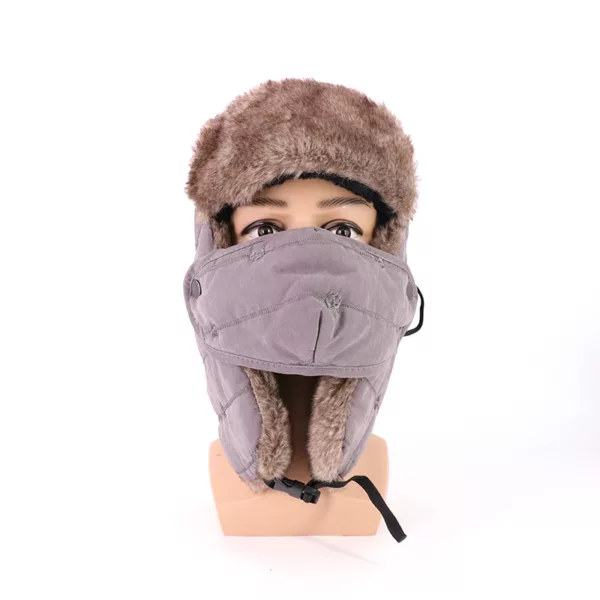 Outdoor Camping Unisex Faux Fur Lined Trapper Warm Windproof Winter Russian Flying Helmet Hats