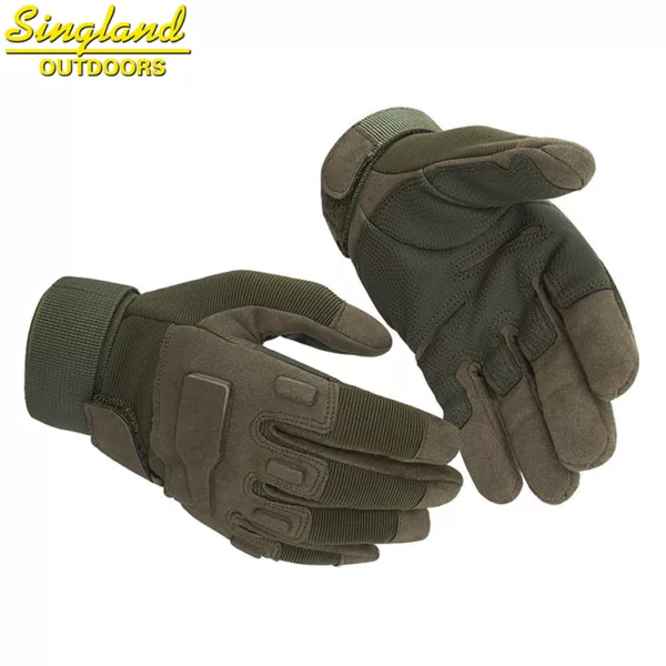 Full Finger Rubber Hard Knuckle Gloves Hunting Airsoft Paintball Combat Gloves Olive Green