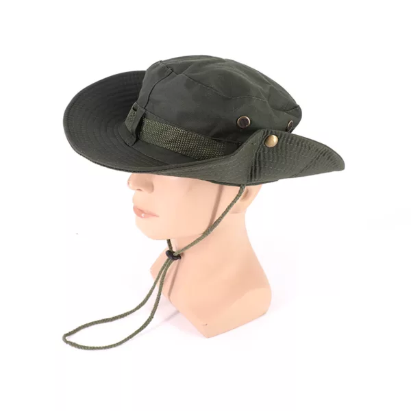 Boonie Hat OD Green Outdoor Bucket Hats Sun Protective Fishing Safari Sun Hat Tactical Cap - Image 4