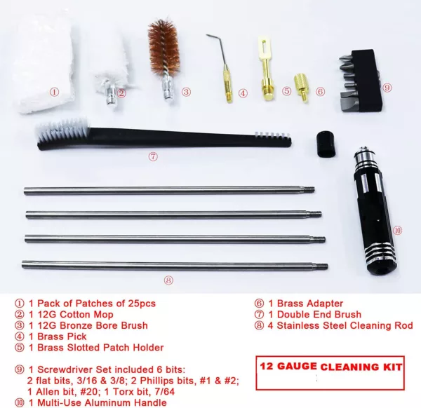 Professional Universal Cleaning Kit 12G Brushes Set Cleaning Tool Cleaning Kit with Screwdriver Set of 6 Bits - Image 3