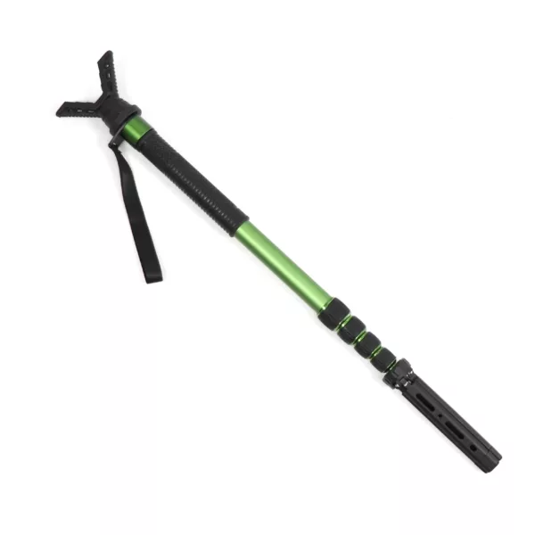 Aluminum Shooting Hunting Monopod Adjustable Green Shooting Stick Professional Gun Rest with V Yoke Holder for Hunting Outdoors - Image 2