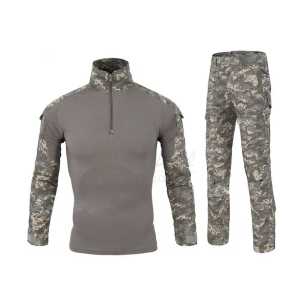 Men's Tactical Clothes Shirt and Combat Pants Set Long Sleeve 1/4 Zip Outdoor Military Frog Suit Uniform ACU Camo