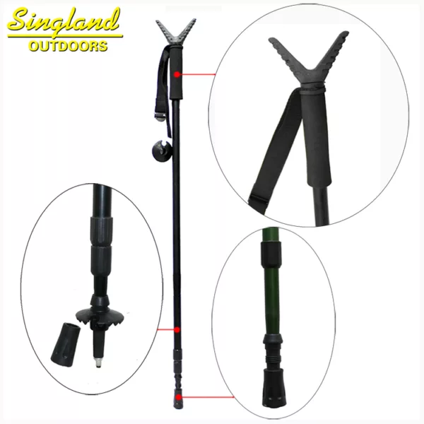 V Shaped Rotating Yoke Monopod Telescopic Shooting Stick Hunting Stick - Image 3