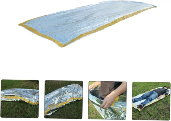 Emergency Sleeping Bag Survival Mylar Thermal Blanket Body Warmer for Outdoor, First Aid, Camping Gear, Hiking Travel - Image 3