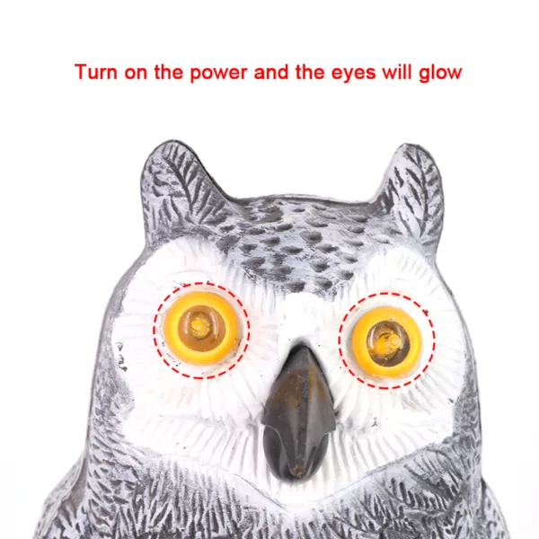 Battery Powered Owl Decoy to Scare Birds Away Owl Statues with Flashing Eyes and Scary Sound - Image 5