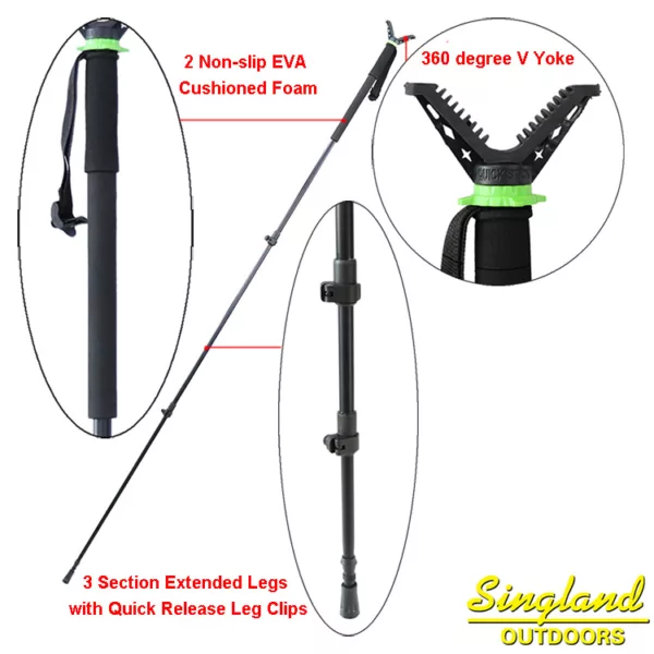 Classic Most Popular V Shaped Rotating Yoke Monopod Telescopic Shooting Stick Hunting Stick - Image 5