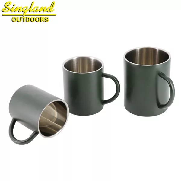 450ml 16oz Olive Green Stainless Camping Mug Cup Steel Double Wall Insulated Mug - Image 5