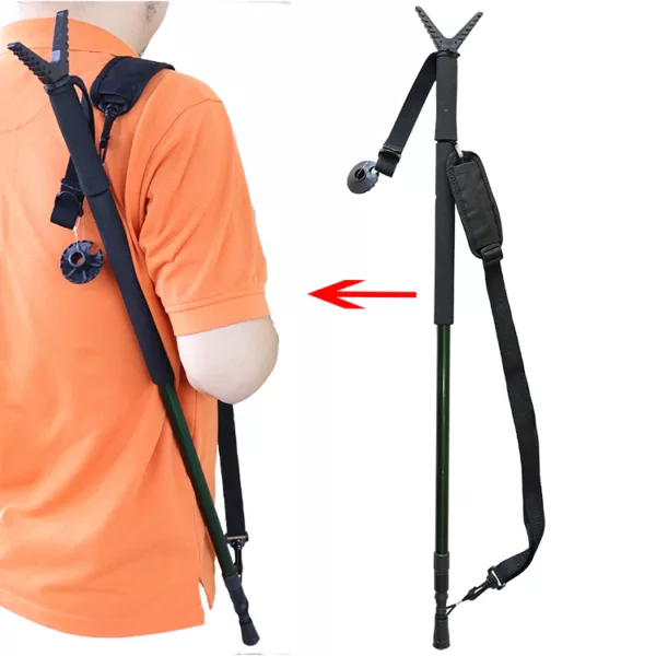 Hunting Accessory V Shaped Rotating Yoke Monopod Telescopic Shooting Stick Hunting Stick with Should Strap - Image 4