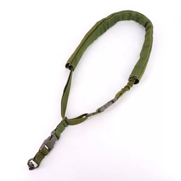 Green Hunting Tactical Adjustable Rifle Sling Shoulder Strap Single Point Bungee Sling With Metal Hook