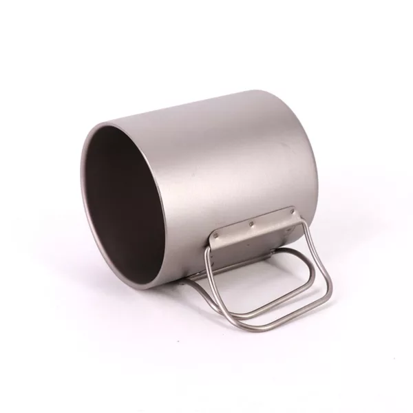 Singland Titanium Cup 450ml Camping Mug Foldable Handle Titanium Pot with Lid Ultralight Water Tea Coffee Mug for Home Travel - Image 4