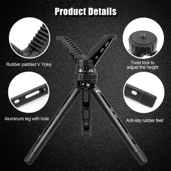 Outdoor Compact Alumminum Shooting Rest with V Yoke Tactical Tripod Hunting Hold Accessories Adjustable Camera Tripod - Image 3