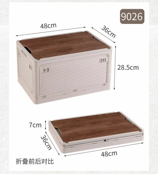 Collapsible Storage Bin With Wood Lids 4-Side Open M L XL Size Container Storage Box Clear Design Plastic Crates for Camping Ho - Image 4