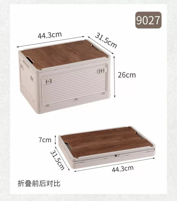 Collapsible Storage Bin With Wood Lids 4-Side Open M L XL Size Container Storage Box Clear Design Plastic Crates for Camping Ho - Image 5