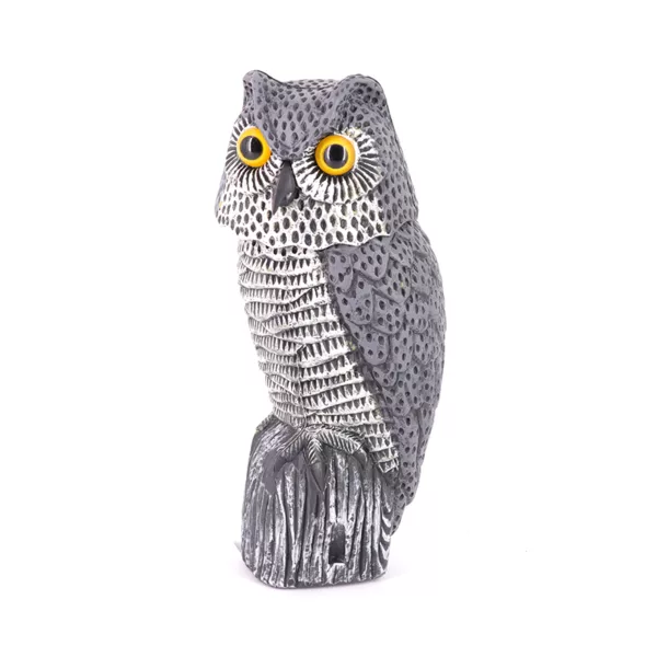 Outdoor Garden Yard Hunting PE Material Wind-Action Hornd Owl Bird Scarecrow Decoys with Rotating Head