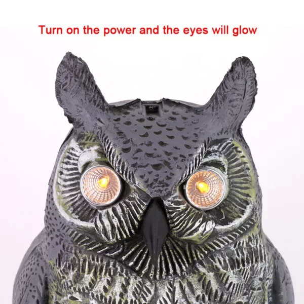 Outdoor Bird Deterrent Garden Protector PE Material Painted Realistic Owl Decoy with Flashing Eyes - Image 2