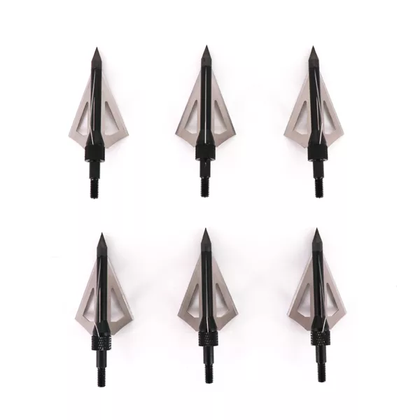 Stainless Steel Aluminum Express Quad Pro Broadhead 100 Grain Weight 6-Pack 3 Blade Hunting Archery Arrow Head - Image 2