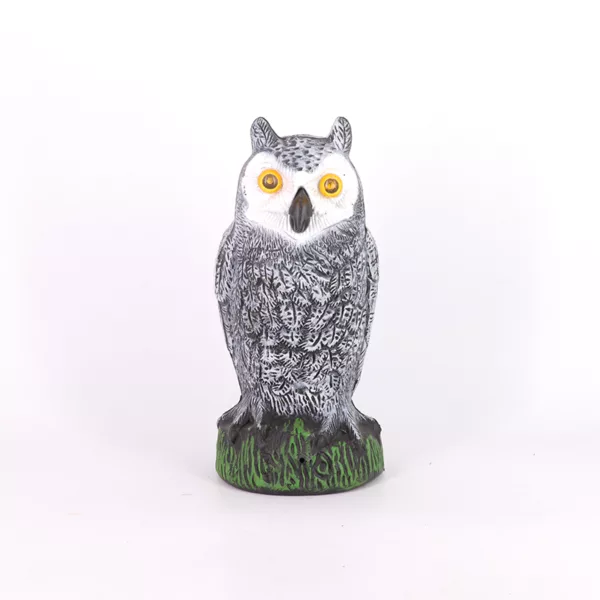 Battery Powered Owl Decoy to Scare Birds Away Owl Statues with Flashing Eyes and Scary Sound