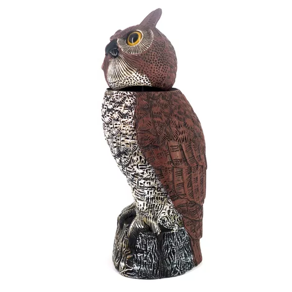 Outdoor Garden Yard Hunting PE Material Hornd Wind-Action Rotating Head Owl Bird Scarecrow Decoys - Image 2