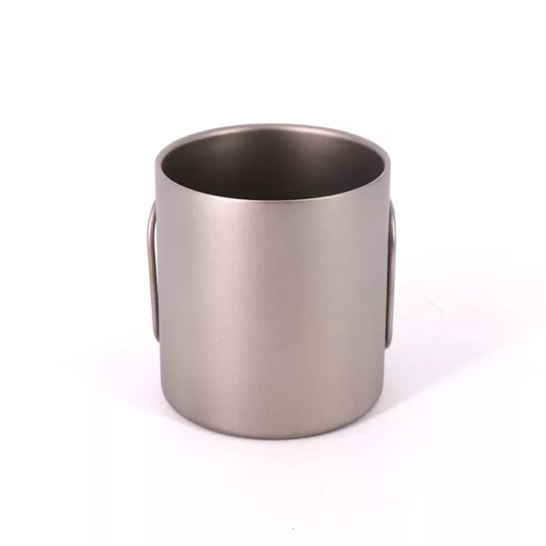 Singland Titanium Cup 450ml Camping Mug Foldable Handle Titanium Pot with Lid Ultralight Water Tea Coffee Mug for Home Travel